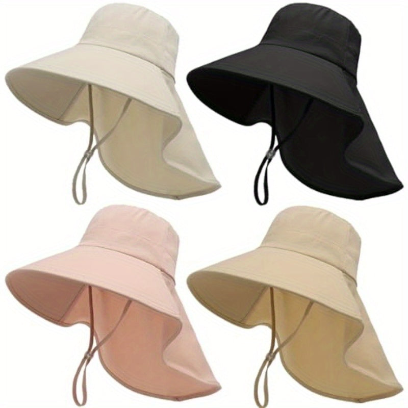 MULIMU 4 Pack Women's Hats Sun Hats Foldable Fishing Hat Women's Visors Wide Brim Sun Hat UV Sun Protection Caps Beach Camping Hiking Black