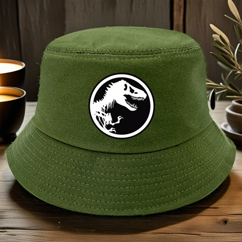 1pc Dinosaur Bone Print Bucket Hat, All-Season Lightweight Polyester Fisherman Cap with Toggle Closure, Machine Washable, Fitted Design - Multiple Colors Available