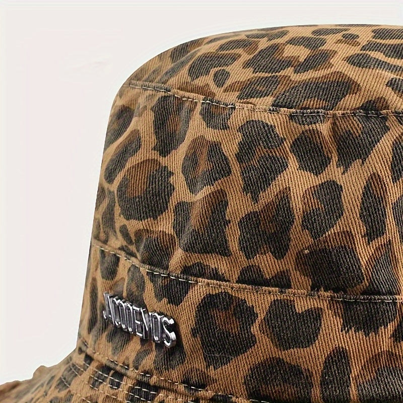 Women'S Lightweight Leopard Print Bucket Hat with Frayed Edge & Adjustable Strap - Wide Brim Sun Hat for Beach, Concerts, Casual Outings - Stylish Outdoor Accessory, Beach Hat