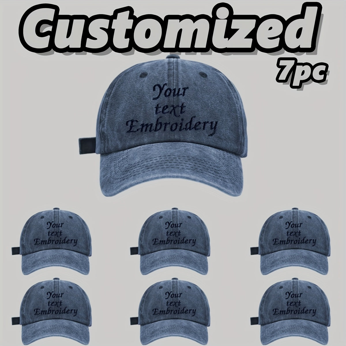 7pcs Customizable Baseball Caps with Embroidery - Adjustable, Breathable, Perfect for Parties, Camping & Weddings - Hand Wash or Dry Clean, Casual Wear Cap|Custom Embroidery Cap|Breathable Fabric Cap