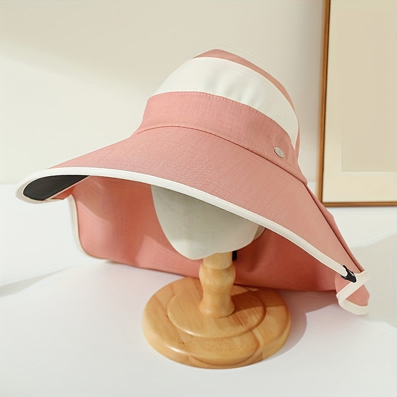 2pcs Women's Lightweight Breathable Sun Visor Hats - Wide Brim, Two-Tone Khaki & Cream, Foldable Design for Outdoor Activities, Camping, Travel, and Fishing