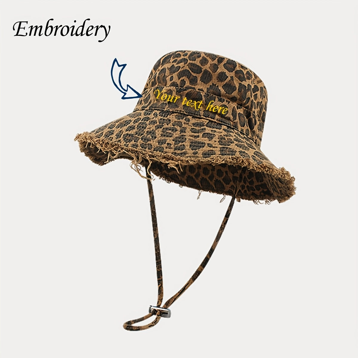 Leopard Bucket Hat Leopard Print Polyester Bucket Hat | Women's Fashion Embroidered with Adjustable Head Circumference Design, Wide Brim, Hand Wash or Dry Clean, Non-Stretch Fabric, Stylish and Versatile for Casual Wear
