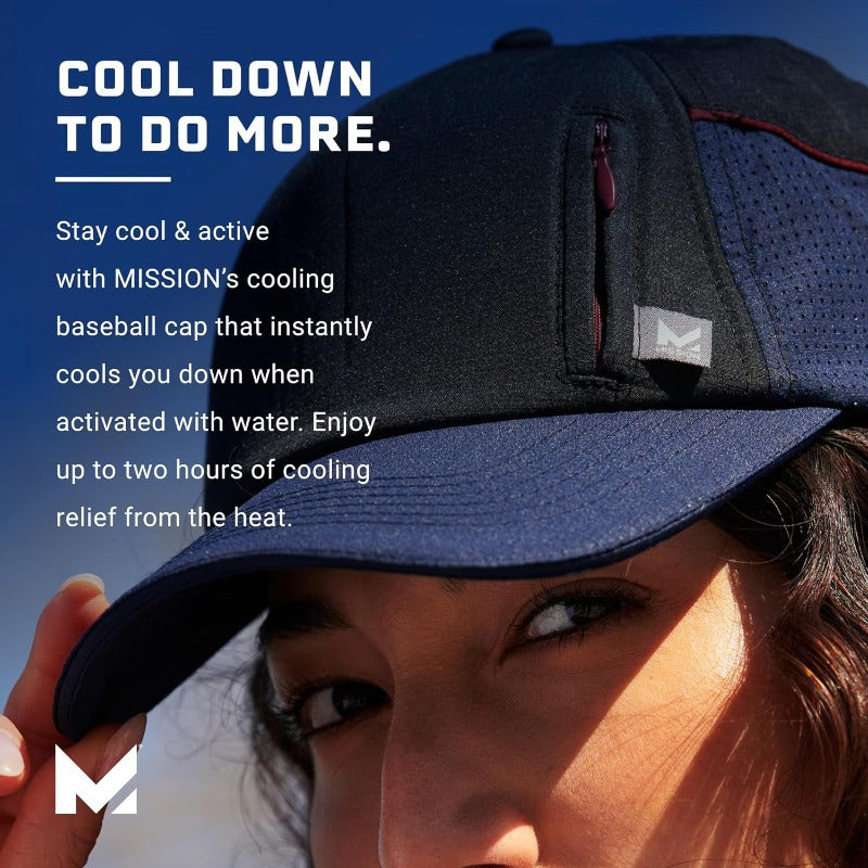 MISSION Cooling Summit Hat - 50 & 2-Hour Cooling Technology, Lightweight Adjustable Snapback Cap with HydroActive Wet-to-Cool System, Unisex Outdoor Sports & Wedding Hat for Men & Women, Breathable Vents, One-Size-Fits-All (20.5-24.5\
