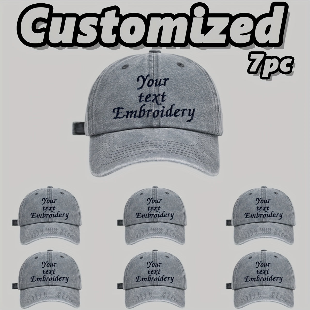 7pcs Customizable Baseball Caps with Embroidery - Adjustable, Breathable, Perfect for Parties, Camping & Weddings - Hand Wash or Dry Clean, Casual Wear Cap|Custom Embroidery Cap|Breathable Fabric Cap