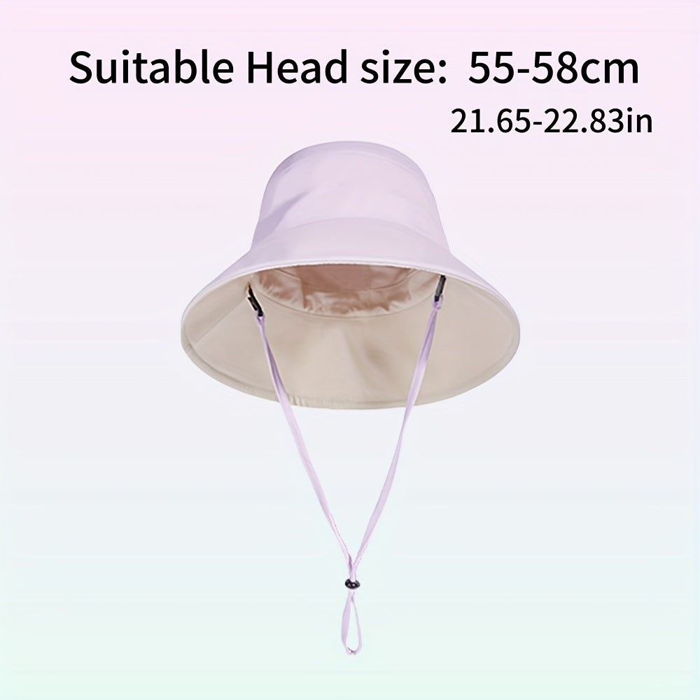 5pcs AOWUUC Women's Double-Sided Quick-Dry Fisherman Hats - Reversible Black & Beige, Lightweight Sun Protection with Adjustable Drawstring, Compact Foldable Design for Outdoor Camping, Beach, Hiking, Beach Hat | Casual Headwear | Durable Headgear